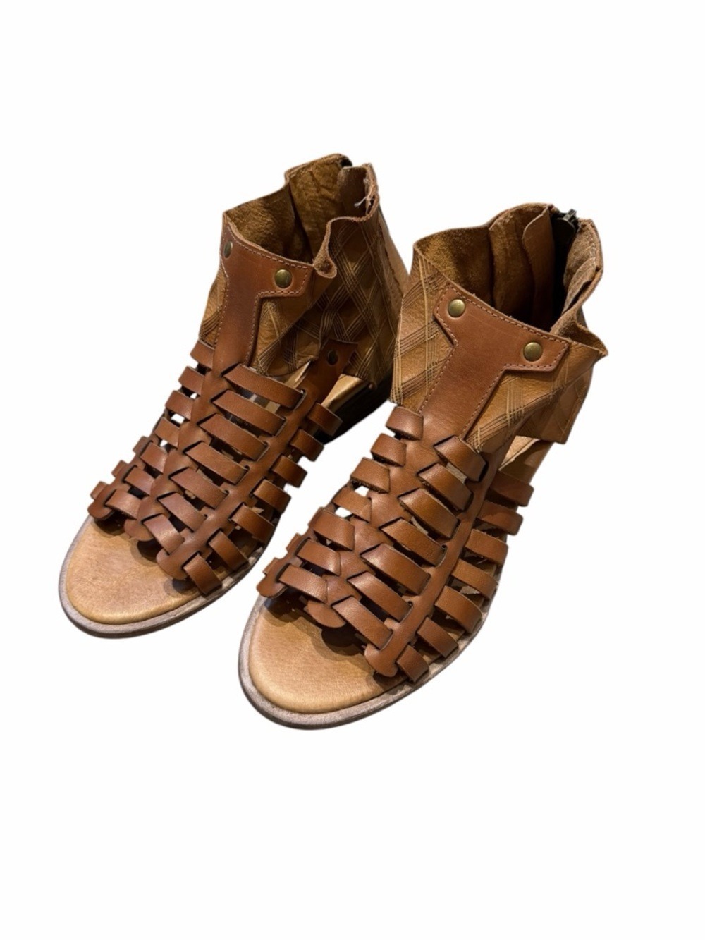Veracruz Buona Storia Women’s Brown Woven Leather Gladiator Woven Sandals 36/6